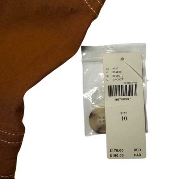 Maeve Anthropologie Colette magic fabric linen stretch jumpsuit bronze NWT 10 - Picture 12 of 16